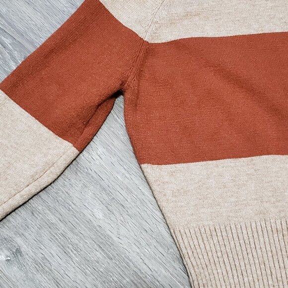 Maje * Wool Blend Beige Rust Stripe Dress * Sz S - Picture 6 of 11